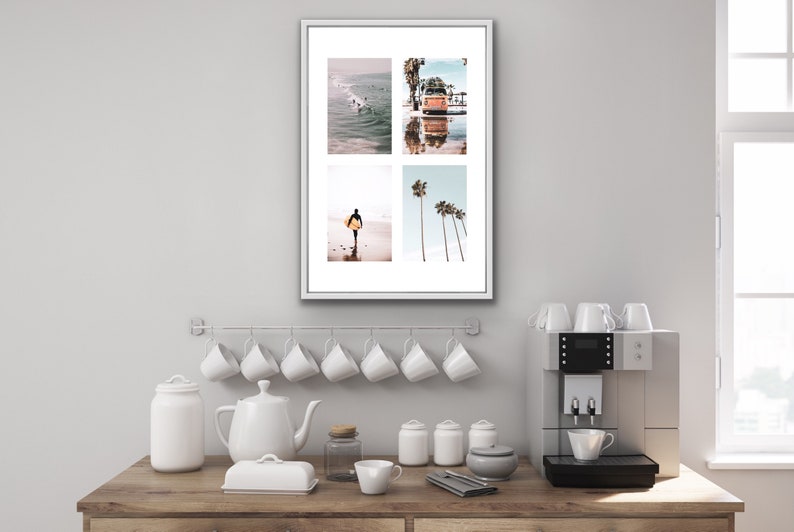 Printable Surf Life Photo Modern Surf Decor Gift For Him Retro Van Beach Photography Collage Beach Poster California Wall Art Print