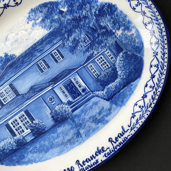 Custom Portrait of House on Plate Etsy