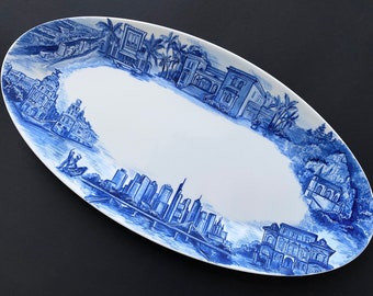 Custom porcelain delft blue plate Personalized decor Monochrome painting Toile Decorative plate Anniversary husband Love illustration Friend