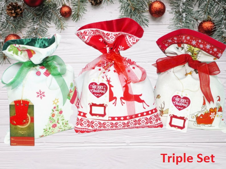 Christmas Themed Gift Bags Deer Print Gift Bag for Christmas Etsy