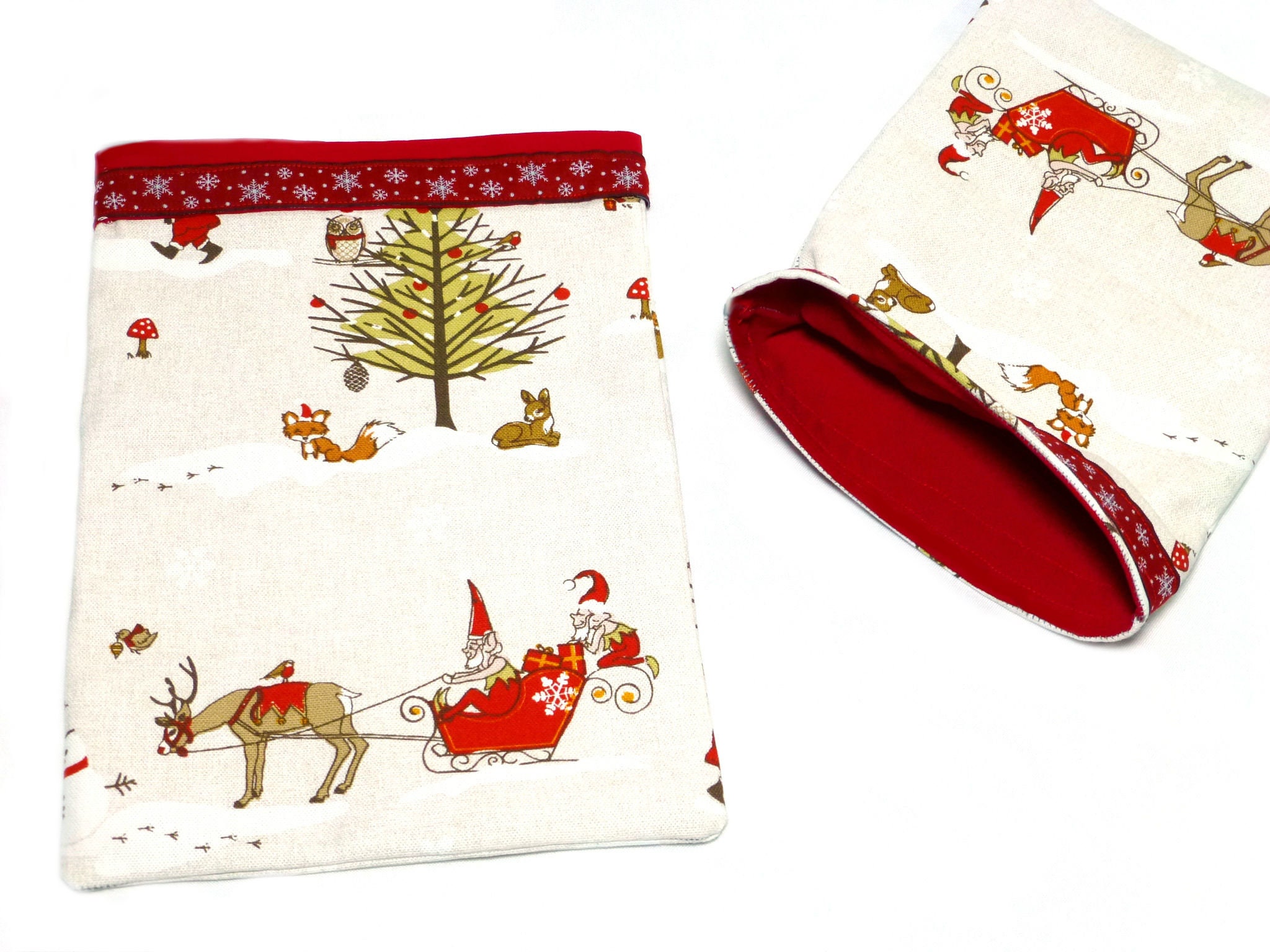 Santa Claus Prin Cloth Gift Bag for Christmas Fabric Gift Etsy