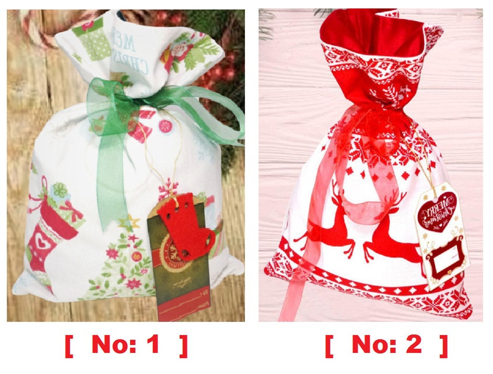 Christmas Themed Gift Bags Deer Print Gift Bag for Christmas Etsy