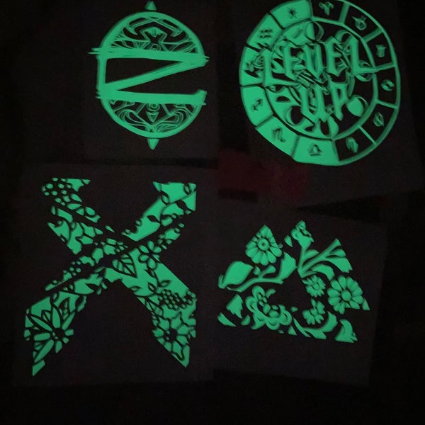 Glow in the dark EDM decals, excision, wakaan, Subtronics, level up