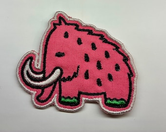 Geborduurd embleem met watermeloenmotief, geïnspireerd op Wooli Mammoth | Festival-, rave- en DJ-embleem | Leuk strijkbaar embleem | Rave-jasje | Gehaakte muts