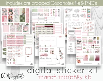 March 2019 Digital Planner Stickers | A Pink Winter Themed Digital Sticker Kit