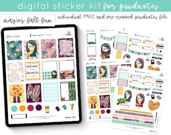 Mazie Fall Fun Digital Planner Sticker Kit | Digital Stickers for Goodnotes, iPads, and Tablets