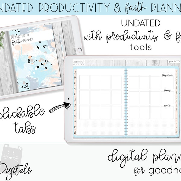 Planificateur de productivité numérique et de foi non daté pour Goodnotes Planner | Planificateur de foi | Planificateur de productivité | Planificateur iPad Pro | L'étude de la bible