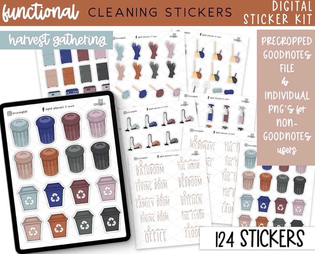 Digital Planner Stickers - Functional Cleaning Mini Kit | Harvest ...
