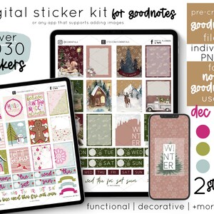 December Digital Planner Stickers | Includes Colorful Winter Digital Stickers and Winter Forest Digital Stickers