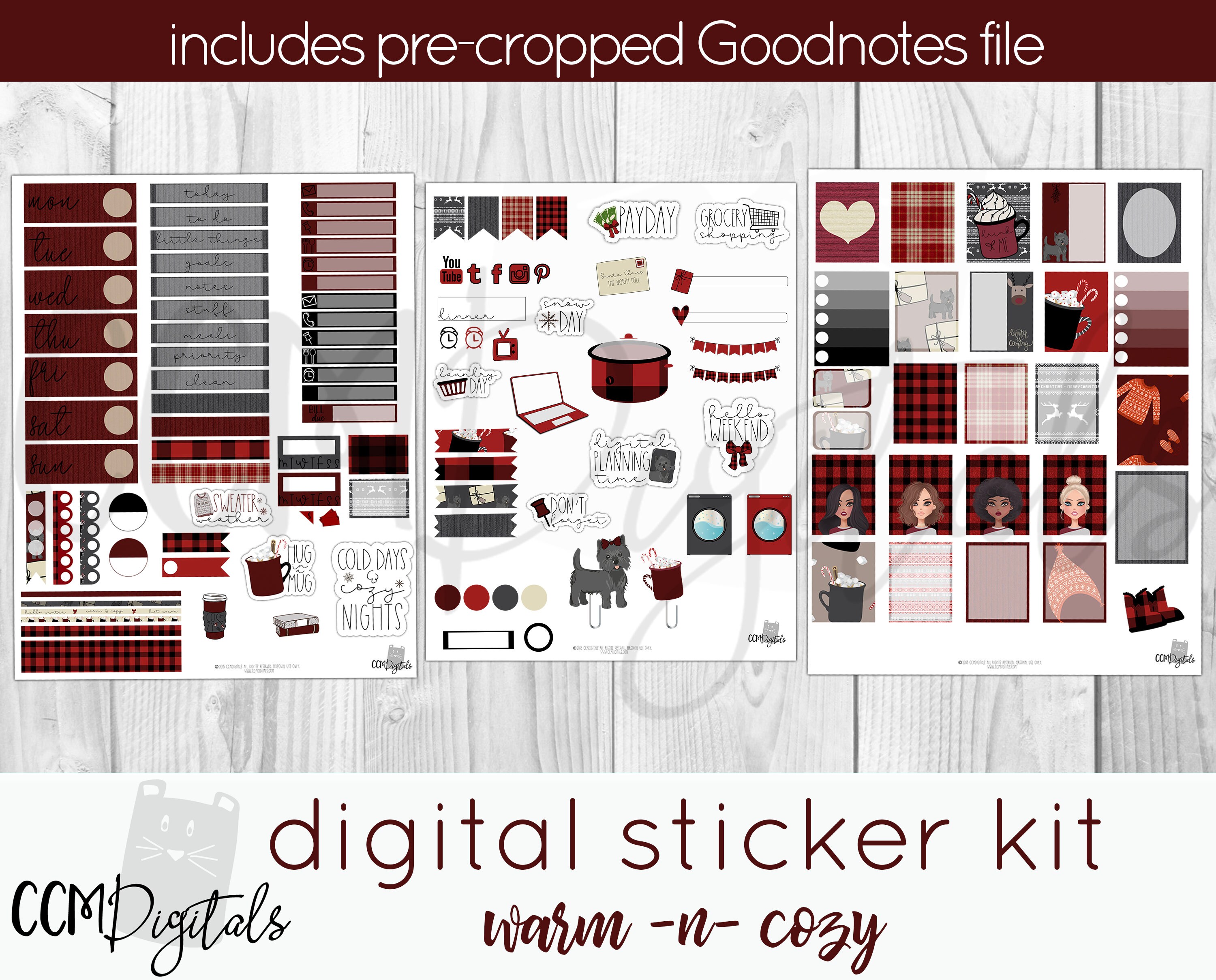 Winter Digital Planner Stickers Digital Stickers Goodnotes iPad Planner ...
