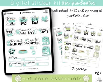 PC-2 Digital Pet Care Stickers for Goodnotes | Pet Care Stickers | iPad Digital Stickers Set