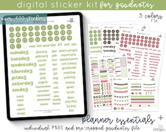 Digital Planner Dates Days Months Stickers | A Mini Sticker Kit | Includes Individual PNG Stickers and Goodnotes Stickers