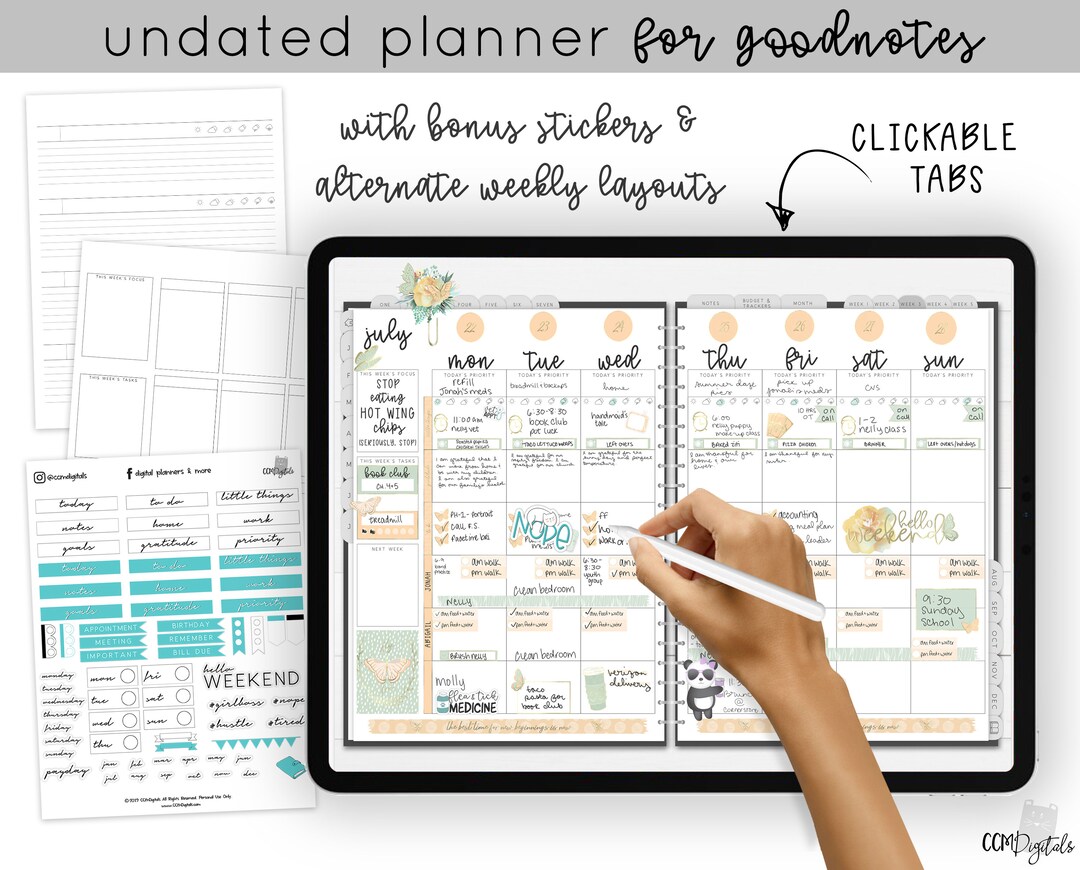 Landscape Undated Neutral Minimalist Digital Planner for Goodnotes ...