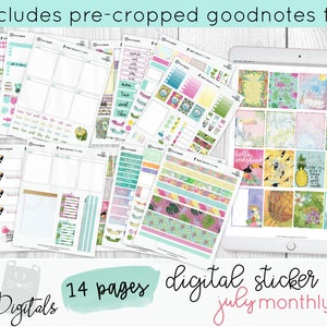 July 2019 Digital Planner Stickers | Exotic and Tropical Digital Sticker Kit for Digital Planning