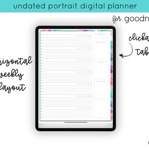 Undated Colorful Digital Planner for Goodnotes Colorful Minimalist Planner with Horizontal Weekly Layout Daily Pages and Weekly Pages image 2