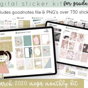 March 2020 Mega Monthly Kit of Digital Planner Stickers | Includes Springtime Digital Stickers
