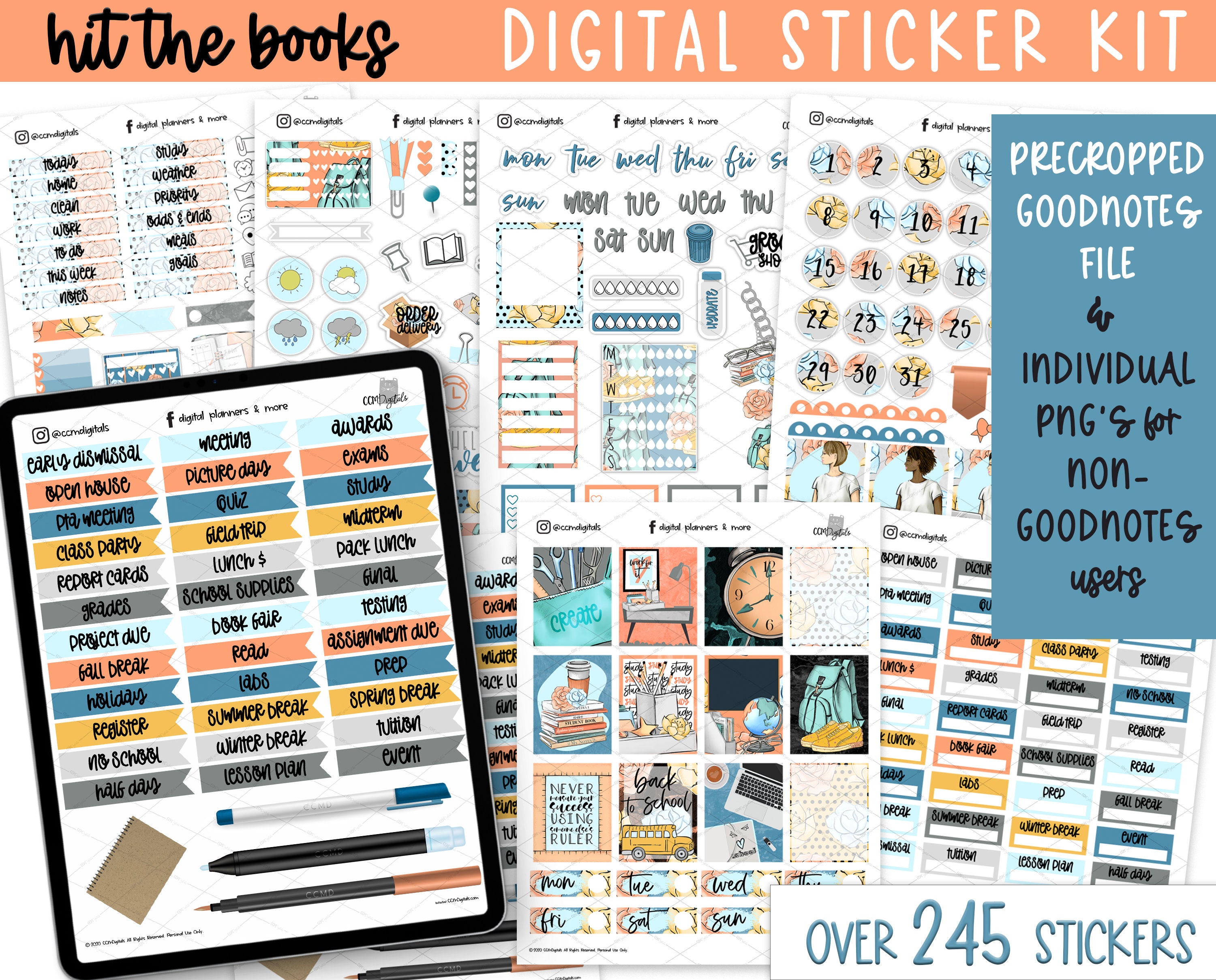 Digital Planner Back to School Stickers Goodnotes Stickers | Etsy
