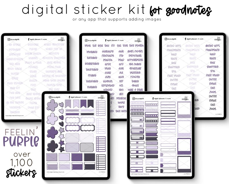 Digital Planner Essentials in Feelin' Purple Color Palette Etsy Hong Kong