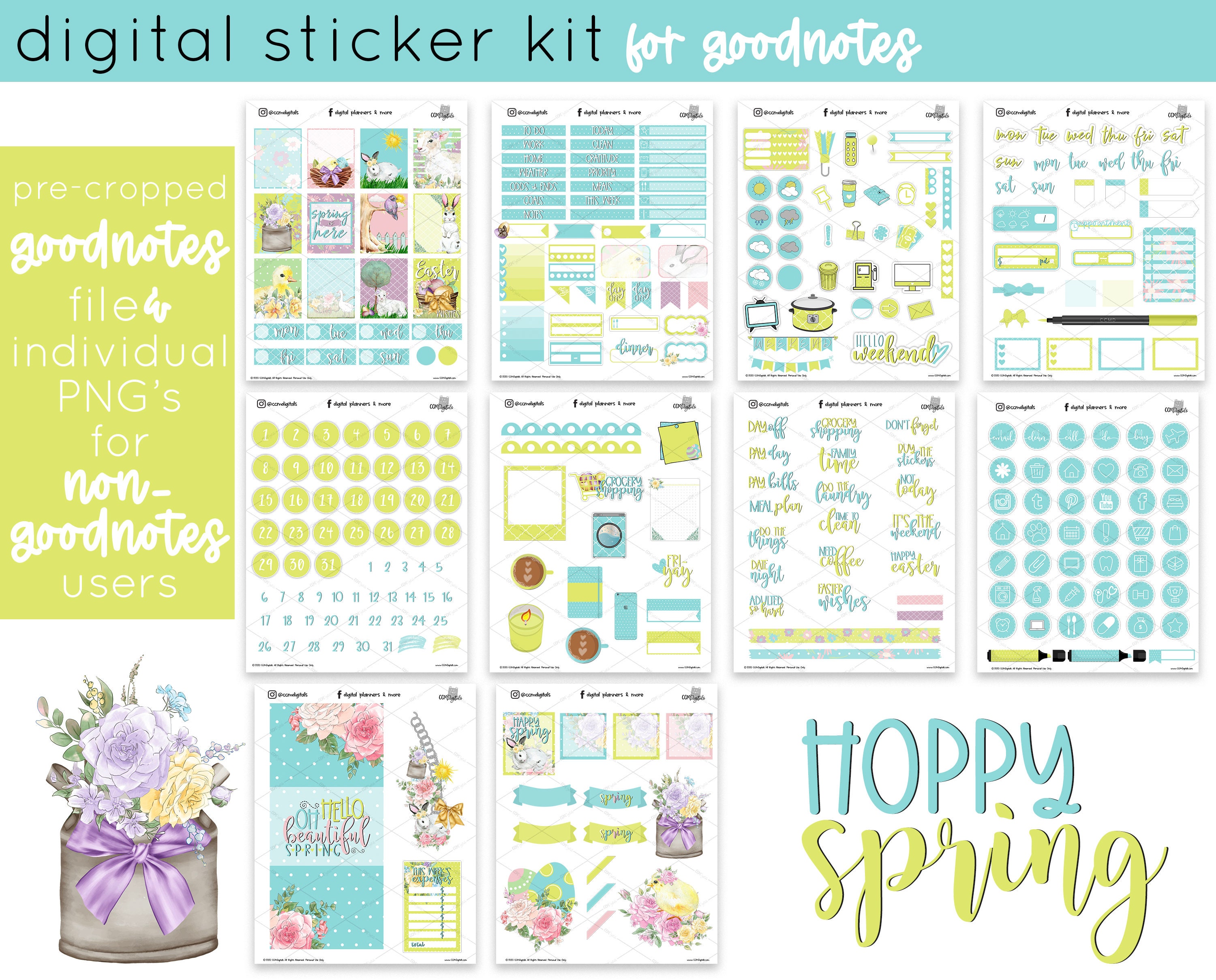 Digital Planner Spring Stickers | A Vibrant Digital Sticker Kit With ...