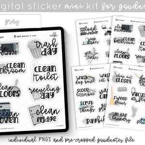 Digital Planner Stickers - Gray Chores Mini Kit | A Digital Sticker Kit