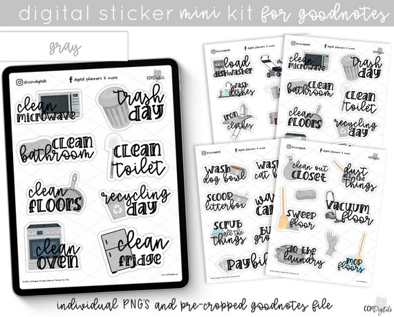 Rake Leaves Cursive Script Planner Stickers