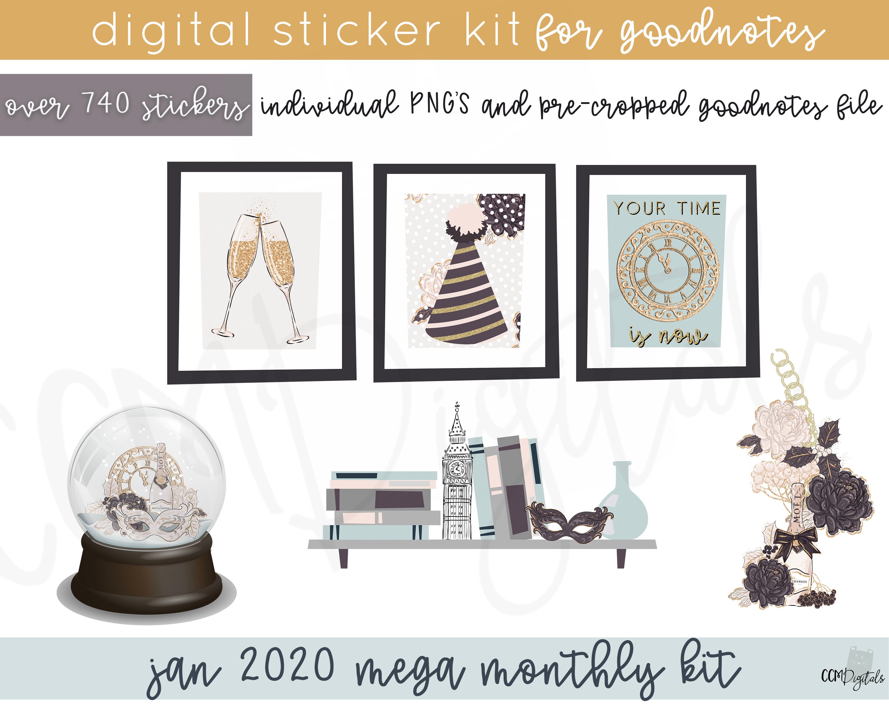 Jan 2020 Mega Monthly Kit Digital Planner Stickers | A New Years Mega ...