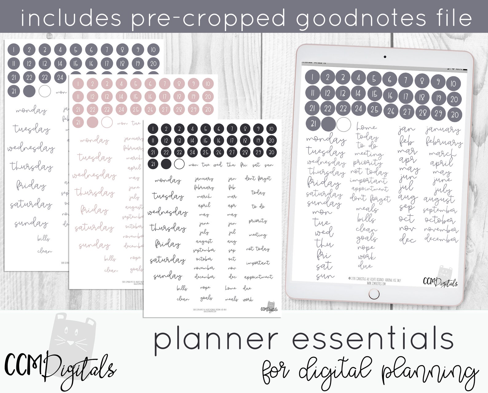 Digital Planner Dates Days Months Stickers Functional Date Etsy