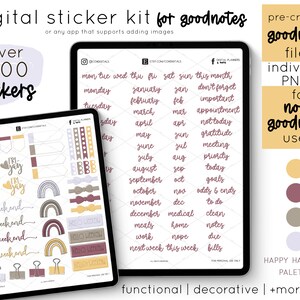 Digital Planner Essentials in Happy Harvest | Digital Planner Goodnotes Stickers | Pre-cropped Stickers