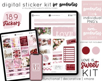 Love Day Digital Planner Stickers | A Valentine's Day Love Themed Digital Sticker Kit for Digital Planners