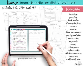 Home Digitale Planer Einlagen Bundle für Digitale Planer oder Journals | iPad Digital Planner Einlagen | Haushaltseinsätze | Digitale Beilagen