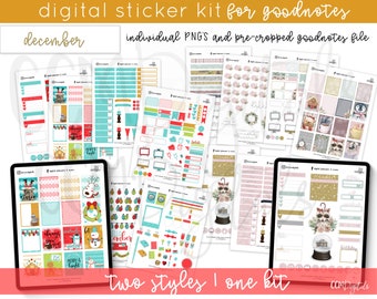 Dec 2019 Digital Planner Stickers |  Fun Winter Themed Digital Stickers | Includes Part 1 and Part 2