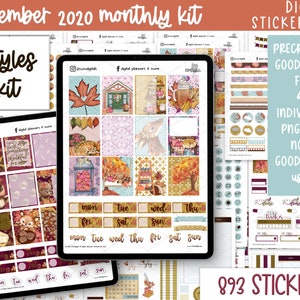 November 2020 Digital Planner Stickers | Monthly Sticker Kit with Fall Themed Digital Stickers | Includes Part 1 and Part 2