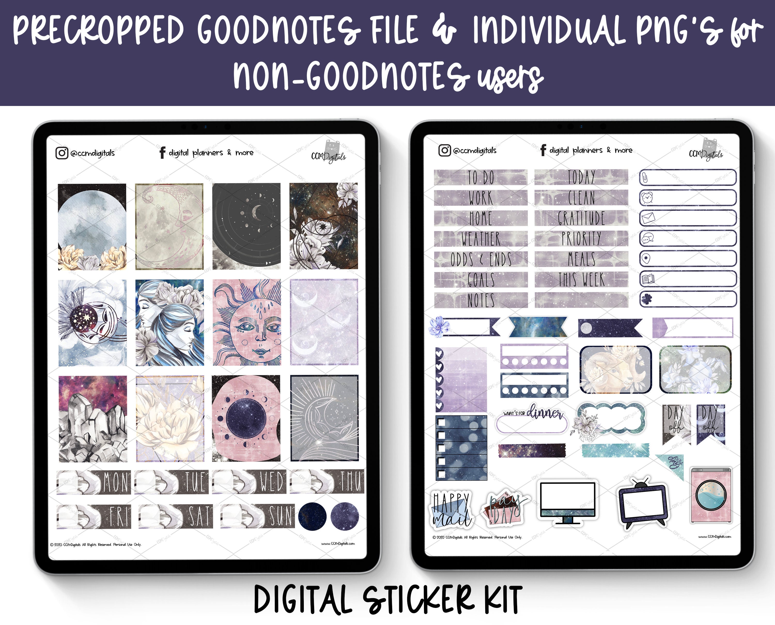 Celestial in the Stars Digital Planner Stickers Goodnotes | Etsy