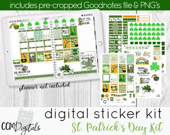 St. Patricks Day Digital Planner Stickers for Digital Planners and Journals