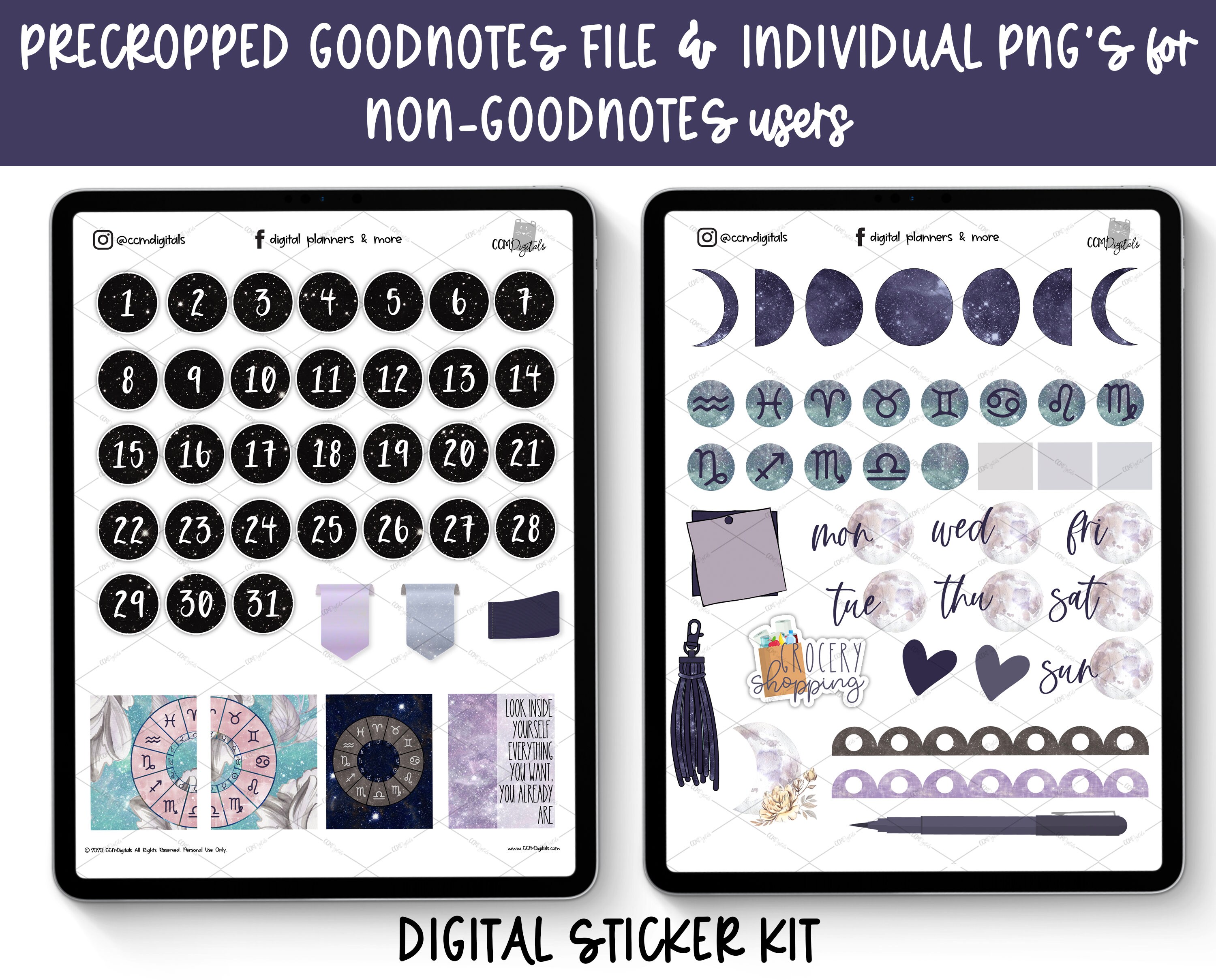 Celestial in the Stars Digital Planner Stickers Goodnotes | Etsy