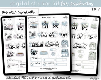 PC-9 Digital Pet Care Stickers for Goodnotes | Pet Care Stickers for Digital Planning