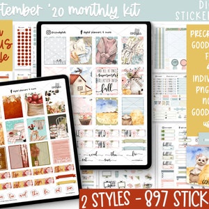September 2020 Digital Planner Stickers | Includes Part 1 and Part 2 | Soft Fall Digital Stickers and Vibrant Apple Autumn Stickers