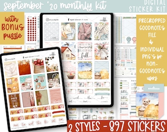 September 2020 Digital Planner Stickers | Includes Part 1 and Part 2 | Soft Fall Digital Stickers and Vibrant Apple Autumn Stickers