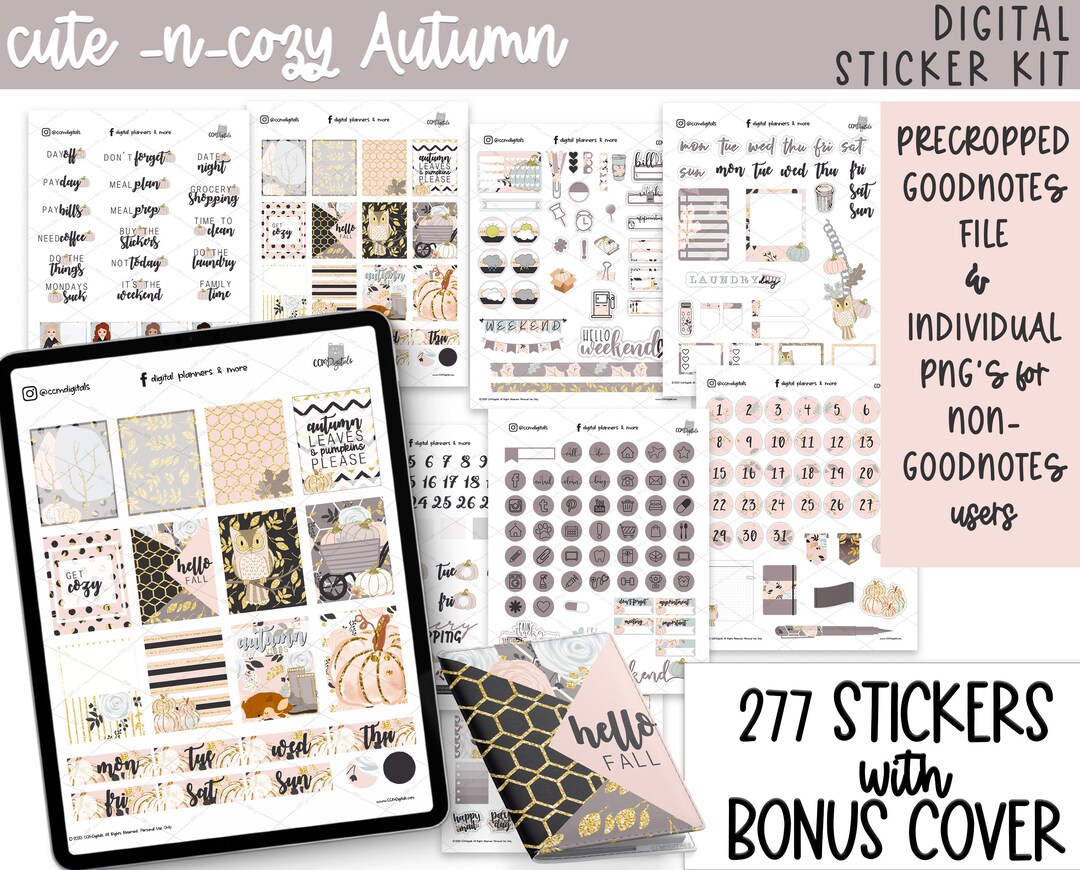 Cute & Cozy Autumn Digital Planner Stickers | A Digital Sticker Kit for ...