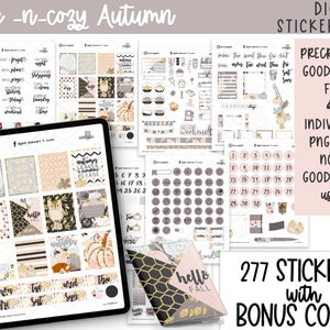 Cute & Cozy Autumn Digital Planner Stickers | A Digital Sticker Kit for Digital Planners with Bonus Stickers