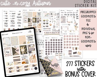 Cute & Cozy Autumn Digital Planner Stickers | A Digital Sticker Kit for Digital Planners with Bonus Stickers