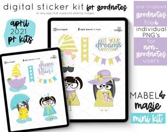 Mabel & Mazie Rainy Day Mini Kit - Apr 2021 | Digital Stickers | PNG Stickers for Digital Planning