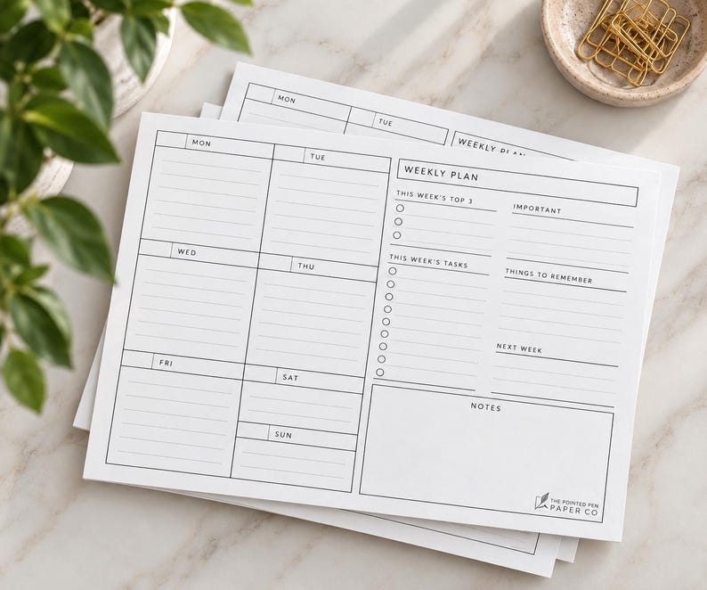 Notepad Add Checkbox Essential Weekly Planning Pad | Undated Weekly Planner Notepad | 52 ...