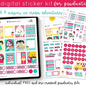 Mabel & Mazie ijs avonturen digitale planner stickers | Digitale stickers voor digitale planning