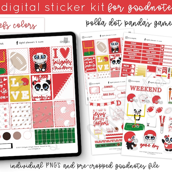 Digitale Planer Fußball Aufkleber | Goodnotes Stickers iPad Sticker Precropped Stickers | Digitaler Sticker für Fußball