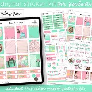 Digitale Planner Verjaardag Leuke Stickers | Inclusief individuele PNG-stickers en Goodnotes-stickers
