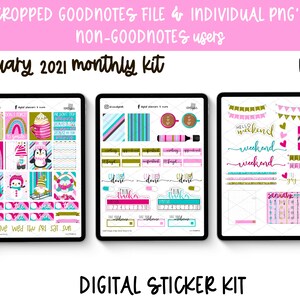 January 2021 Digital Planner Stickers Winter Character Digital Planner Stickers Warm at Home Digital Stickers image 6