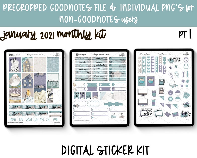 January 2021 Digital Planner Stickers Winter Character Digital Planner Stickers Warm at Home Digital Stickers image 4