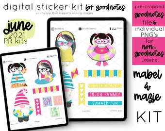 Mabel & Mazie Mini Kit - June 2021 | Digital Planner Stickers | PNG Stickers