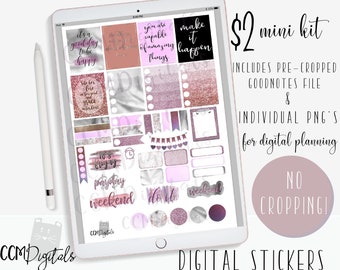 Digitale planner-stickers | Motiverende Sparkly digitale sticker minikit
